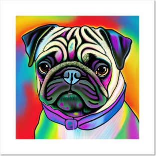 Pug Dog Rainbow Painting Posters and Art